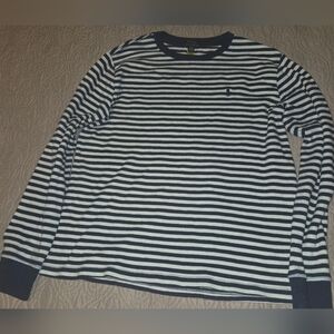 Boy's Polo Ralph Lauren Navy and White Striped Long Sleeve Tee Size XL